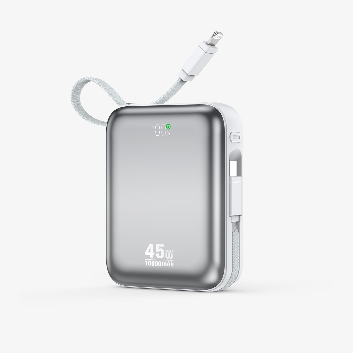 BWOO 10000mAh PD45W Power Bank with Built-in Charging Cables
